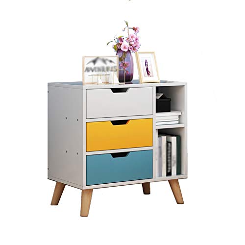 Comodini Decorazione Assemblea Camera da Letto della Famiglia Addensare Studio Locker Simple Tre pompaggio di Legno Solido Bagno Soggiorno Corridoio Multifunzione 50X30X50cm MUMUJIN (Color : White)