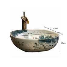 POOL Lavabo da appoggio in Ceramica da appoggio per lavabo da appoggio con lavabo in Ceramica Vintage (42x42x15cm) Lavandini Bagno