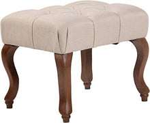 CLP Sgabello Capitonné Brest in Tessuto E Legno di caucciù I Panchetta Fondo Letto Chesterfield, Colore:Crema, Colore del Telaio:Antico Chiaro