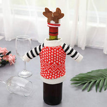 LIOOBO Sacchetto di Copertura per Bottiglia di Natale 3 Pezzi Carino Copricapo di Maglioni di Vino Lavorato a Maglia Renna con Cappello per brutti Decorazioni per Feste di Natale