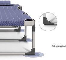 FGDSA Sedia da Letto Pieghevole Lettini da Sole Letto Singolo Letto da Campeggio Ufficio Siesta Letto Reclinabili Letto da Ospedale Letto Semplice con Rinforzo Cuscino Regolabile Blu