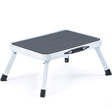Kingrack Scaletta Pieghevole con Superficie in Gomma Antiscivolo, 1 Gradini Scala Pieghevole per Caravan, Leggero in Acciaio, Fino a 150 kg, Bianco