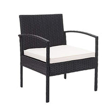 Mendler Salottino da Esterno Giardino HWC-F56 polyrattan - Nero con Cuscini Avorio