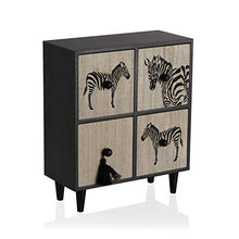 Versa Home - Portagioie in legno con quattro cassetti, Zebra, 24 x 11 x 5 cm, legno e nero