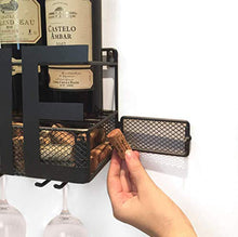 YOUJING Portabottiglie per Vino Rosso, Home Portabottiglie in Metallo a Parete con 4 Bottiglie e 4 Bicchieri per Decorazioni per la casa