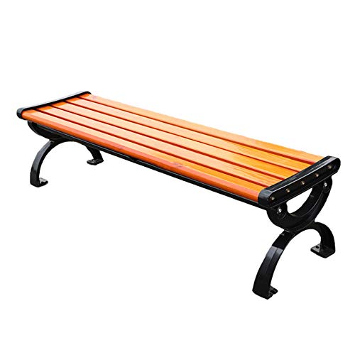 Panca da Giardino in Legno A 2 Posti, 120 Cm, Mobili da Esterno, Seduta con Doghe in Legno, Gambe in Metallo, Panchina per Balcone, Patio, Senza Schienale