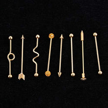 Holibanna 8Pcs Orecchini a Bottone Bilanciere Orecchini a Perno in Acciaio Inossidabile Piercing Orecchini Frecce Orecchini a Bottone Industriali Bilanciere per Le Donne (Dorato)