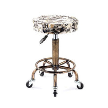 Sgabelli Rotanti -Sgabello da Cucito Rotondi PU-Sedia da Lavoro con Ruote Sedie Girevole,Senza Schienale,Idraulico,Regolabile da 46-60cm,Elegante Motivo retrò,per Cucina Medica(Nero,Piccolo)
