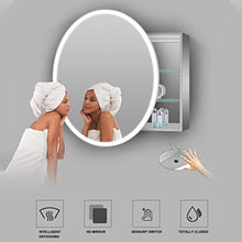 Smart Bathroom Specchio Gabinetto Specchio Rotondo con La Luce del LED Bagno Specchio con Ripiani Medicazione Specchio (Color : Silver, Size : 60cm)
