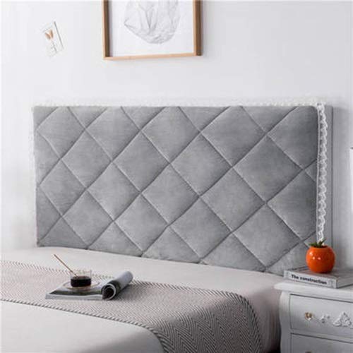 WEDSFC Copri Testata Letto Matrimoniale,Matrimoniale/Singolo Copertura testiera Letto Elasticizzato in Velluto Protettiva Copritestiera Antipolvere Fodera per testiera del Letto,Light Gray,160cm