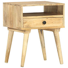 Tidyard Comodino Camera da Letto Vintage in Legno Massello di Mango con Cassetto,Comodino Rustico 40x35x50 cm