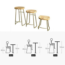 YS Sedia Sgabello da Bar Seduta da Bar, Ristorante, Struttura in Metallo Alto da Pranzo Semplice e Moderno, e Poggiapiedi in Legno Massello per Bancone da Cucina,Nero,65 cm