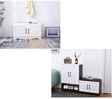 YANG Camera da Letto Imbottito Poggiapiedi Scarpa in Legno Rack Cambio di Scarpe da banco Bagagli Petto Guardaroba Dressing Table Sgabello Ottomana 80X30X43CM (Color : White, Size : A)