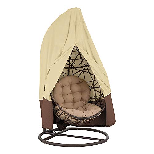 CHEYLIZI Copertura della Sedia Dondolo, Sedie Sospese Coperture Mobili Impermeabili Tessuto Oxford con Fodera in PVC, Sedie Sospese Antipolvere Protettiva Copertina (Single: 115 * 190 cm, Beige)