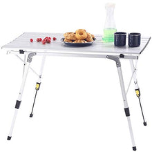 Yangyuan, tavolo pieghevole in alluminio, altezza regolabile, da campeggio, all'aperto, leggero, per campeggio, picnic, spiaggia, cortili, barbecue, feste (dimensioni: M)