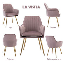 Irene House Sedia da Camera da Letto in Tessuto Velluto con Gambe in Metallo Sedia da Soggiorno Sedia da Sala da Pranzo Sedia per Tavolo da Toeletta (Rosa, 2)