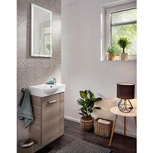 Fackelmann - Set di mobili da Bagno per Ospiti con lavabo in Ceramica e Specchio da Bagno a LED, 45 cm, 3 Pezzi, Colore: Marrone Chiaro