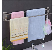 XIAJIA-Doppio Bagno Adesivo Porta Salviette Acciaio Inox Autoadesivo Portasciugamani 40cm(Spazzolato finitura)+Gancio Adesivo（2 Pezzo）