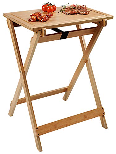 Kesper BBQ-und Beistelltisch, gefertigt aus zertifiziertem Bambus 58275 13-Tavolino da Barbecue, in bambù Certificato FSC, Dimensioni: 60 x 40 x 1,5 cm, Marrone