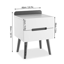 ZZBIQS, comodino in legno bianco con 2 cassetti, moderno, tavolino per camera da letto (bianco e naturale)