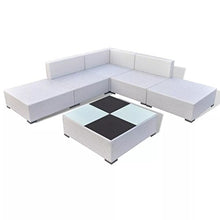 Festnight Set Divani da Giardino con Cuscini, Set Divani da Esterno Bianco, Set di Mobili da Giardino in Polyrattan 6 pz