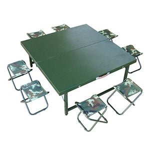 Set Tavolo e Sedia da Esterno Set da Tavolo e Sedia Pieghevoli multifunzionali, Tavolo da conferenza Portatile all'aperto, Tavolo e Sedia da Allenamento all'aperto in Acciaio Verde Esercito