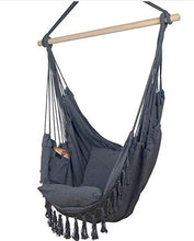 Poltrona sospesa nera, sedia sospesa, 2 cuscini e borsa per il lavoro, con set di fissaggio per interni ed esterni, 150 kg (marrone), amaca sospesa