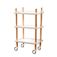 YIN YIN Carrello per Ripiani Passeggino for mensola, scaffale for Soggiorno in Legno di bambù Portatile Mobile Flessibile Grande cremagliera for Bagno, Bianco, 50X35X84CM Carrello a rulli