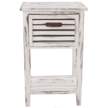 Mendler Serie Vintage Comodino con cassetto Legno paulonia 27x35x57cm Bianco