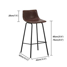 GYPPG Sgabello Bar con Altezza del bancone Sedie Sgabelli Bar Vintage in Ecopelle con Schienale e poggiapiedi ergonomici, Marrone Antico, 1 Pezzo