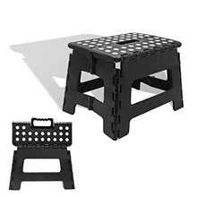 sinzau Sgabello pieghevole portatile per cucina, bagno, esterno, 22 x 29 x 22 cm, colore: nero