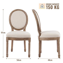 VONLUCE Set di 2 Sedie da Pranzo Imbottite in Tessuto con Schienali Rotondi e Gambe in Legno di Gomma 2pcs Sedie Vintage in Peluche Stile Francese per Soggiorno Camera da Letto, Beige