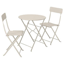 Tok Mark Traders SALTHOLMEN Tavolo+2 sedie pieghevoli, da esterno, beige resistente e facile da pulire, set da pranzo per esterni, mobili da giardino, prodotti per esterni, ecologici.