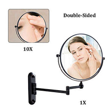 Nero Specchio Ingranditore da Parete 10X, Specchio Double Face Ingrandimento X 10 Cosmetico da Trucco per Make up da Parete