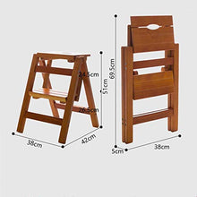 zaizai Sgabello con Scala in Legno, Sgabello Pieghevole Schienale per Uso Domestico Scala Multifunzionale in Legno Massello, Scaletta Pieghevole Multifunzionale a 2 Gradini