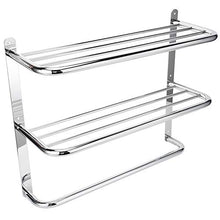 Ausla - Portasciugamani da bagno in acciaio inox, a 3 livelli, con porta asciugamani, porta asciugamani e aste da bagno, 55 x 45 x 21 cm