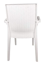 Sedia Dafne, in Resina, Simil Rattan, Poltrona con Braccioli, Vari Colori, Esterno, Giardino, Alta qualità, Impilabile (2, Bianco)