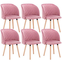 EUGAD 6X Sedie da Sala Pranzo Poltroncina Soggiorno in Velluto Poltrone Elegante per Cameretta Sala d’Attesa Gambe in Legno Rosa 0303BY-6
