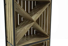 giordano shop Cantinetta Portabottiglie 60x30x160 cm con Portabicchieri in Ferro e Legno Rex Nera