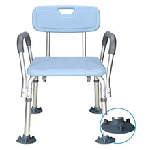 SETSCZY Sedia da Doccia con Schienale Estraibile | Sgabello da Bagno Ortopedico per Adulti e Bambini | Braccioli Imbottiti | Altezza Regolabile Posizioni | Seduta Comoda e sicura