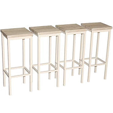 yelloo MOD. Rimini Set Tavolo Bar Quadrato e 4 Sgabelli Beige H.110 cm Cucina Sedie Mobili