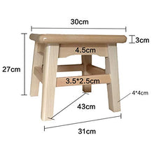Sgabello in legno massello (2 pezzi), sgabello basso quadrato Sgabello per cambio scarpe, non facile da deformare, adatto per cucina, bagno, giardino, con spesso tappetino antiscivolo/A / 30x3