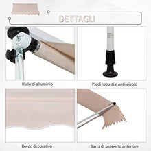 Outsunny Tenda da Sole per Esterno a Rullo con Manovella, Telaio Telescopico e Angolazione Regolabile, Beige, 200x150cm