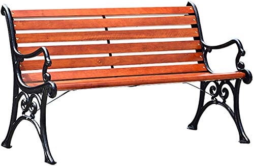 YZ-YUAN Panchina da Giardino Mobili da Esterno Panchina da Patio terrazza da Giardino panchine Portico, Panchina in ghisa Metallica da Cortile Seduta in Legno massello anticorrosivo per 3 Persone, c
