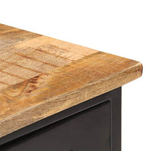 Festnight Credenza 110x30x65 cm in Massello di Mango Grezzo e Acciaio,con Ampio Spazio per Conservare Gli Oggetti