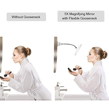 Specchio per Il Trucco, Ingrandimento 5X con Ingrandimento del Bagno A Collo di Cigno Flessibile E Leggero Specchio per Il Trucco Illuminato A LED con Forte Ventosa
