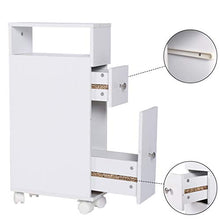 ease Mobile da bagno con ruote con 2 cassetti Carrello portaoggetti da cucina in legno Mobile da bagno 15 × 33 × 66.5 CM Bianco