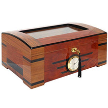 DZSF Cedar Cigar Humidor con umidificatore e igrometro, Grande capacità di Legno Solido Cigar Humidor Serratura incorporata Cigar Box di stoccaggio con Glasstop