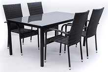 AVANTI TRENDSTORE - Sedico - Tavolo da Giardino, in Metallo Nero con Superficie in Vetro Grigio. Disponibile in 2 Diverse Misure. (Lap 150x72x90 cm)