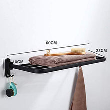 JSONA Portasciugamani per Parete del Bagno, portasciugamani in Alluminio a Parete in Alluminio Senza Trapano Scaffale per Asciugamani Nero Impermeabile Non Facile da Piegare
